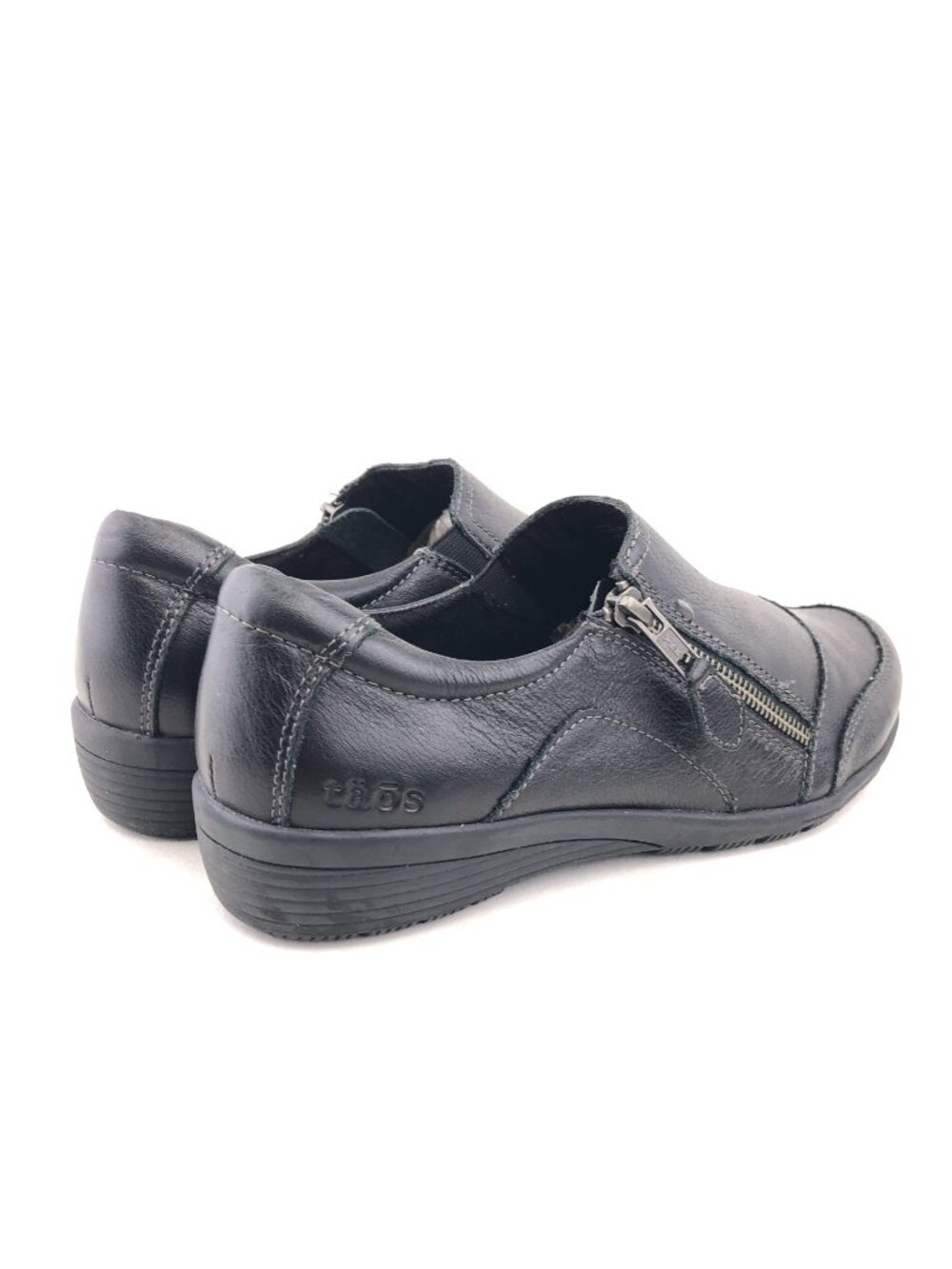 Taos Character Black Leather Zip Casual Flats 9.5 - Picture 5 of 12